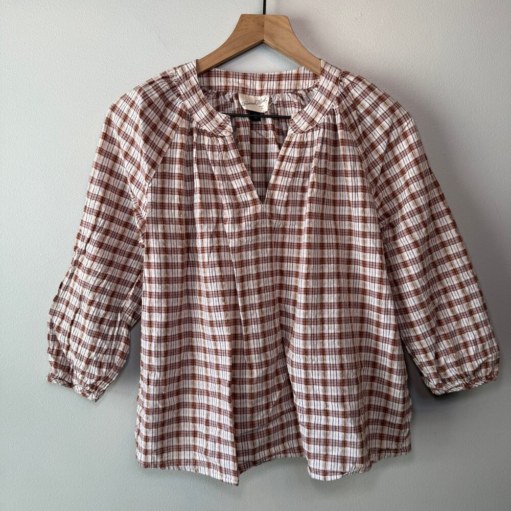 Universal Thread Women's Long Sleeve Plaid Print Blouse Size X-Small